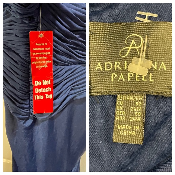 NWT! Adrianna Papell navy lace gown - Picture 5 of 10